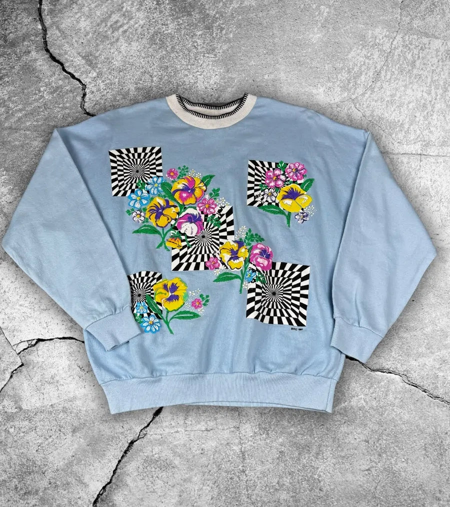 Vintage Blumenpullover M-L